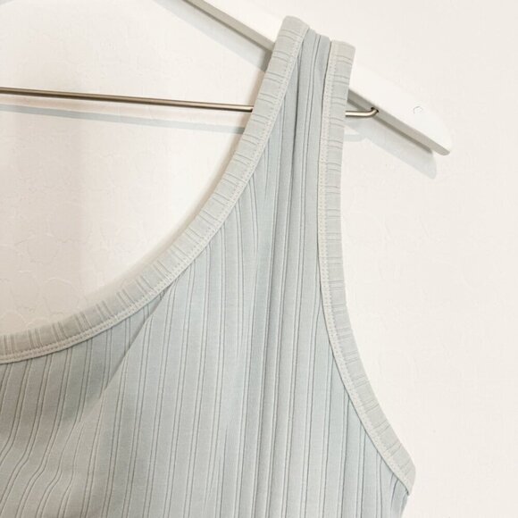 American Eagle One Shoulder Ribbed Sleeveless Tank Top Casual Blue Size Large - Picture 3 of 8